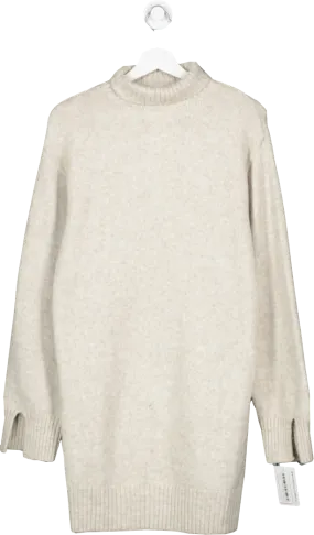 H&M Beige Oversize Recycled Polyester Roll Neck Jumper UK XS