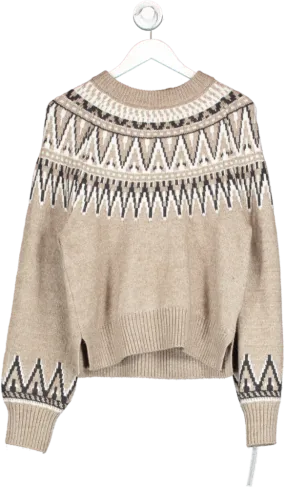 H&M Brown Jacquard Knit Jumper UK M