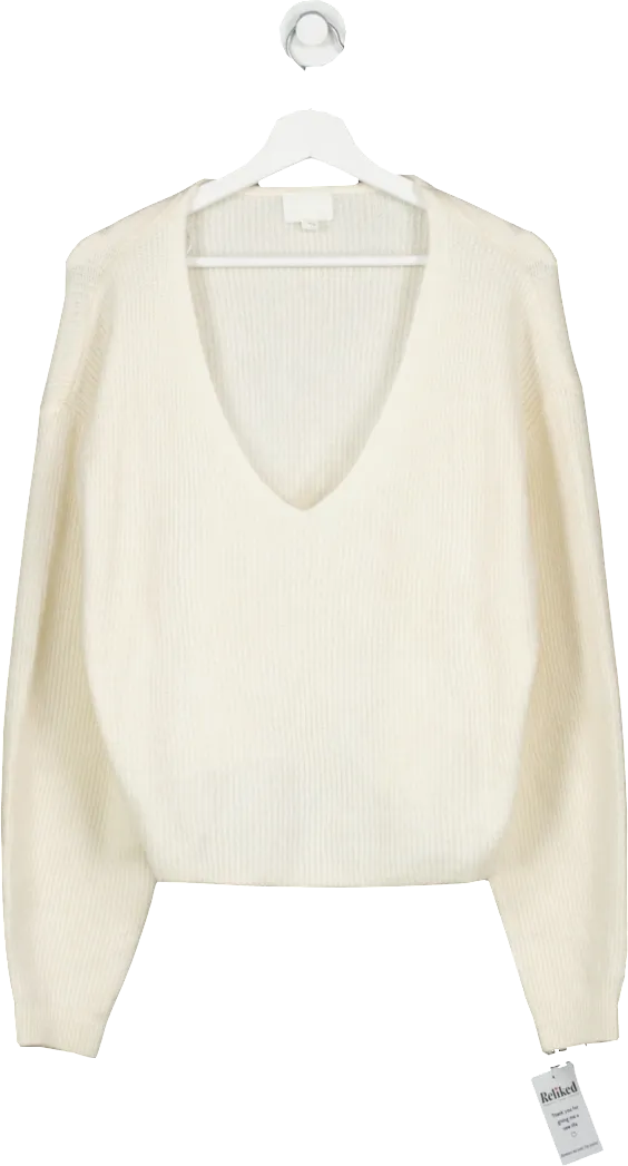 H&M Cream V Neck Jumper UK M