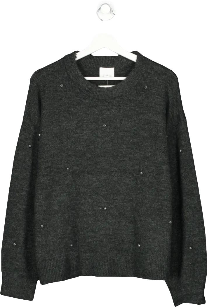 H&M Grey Embellished Jumper UK M