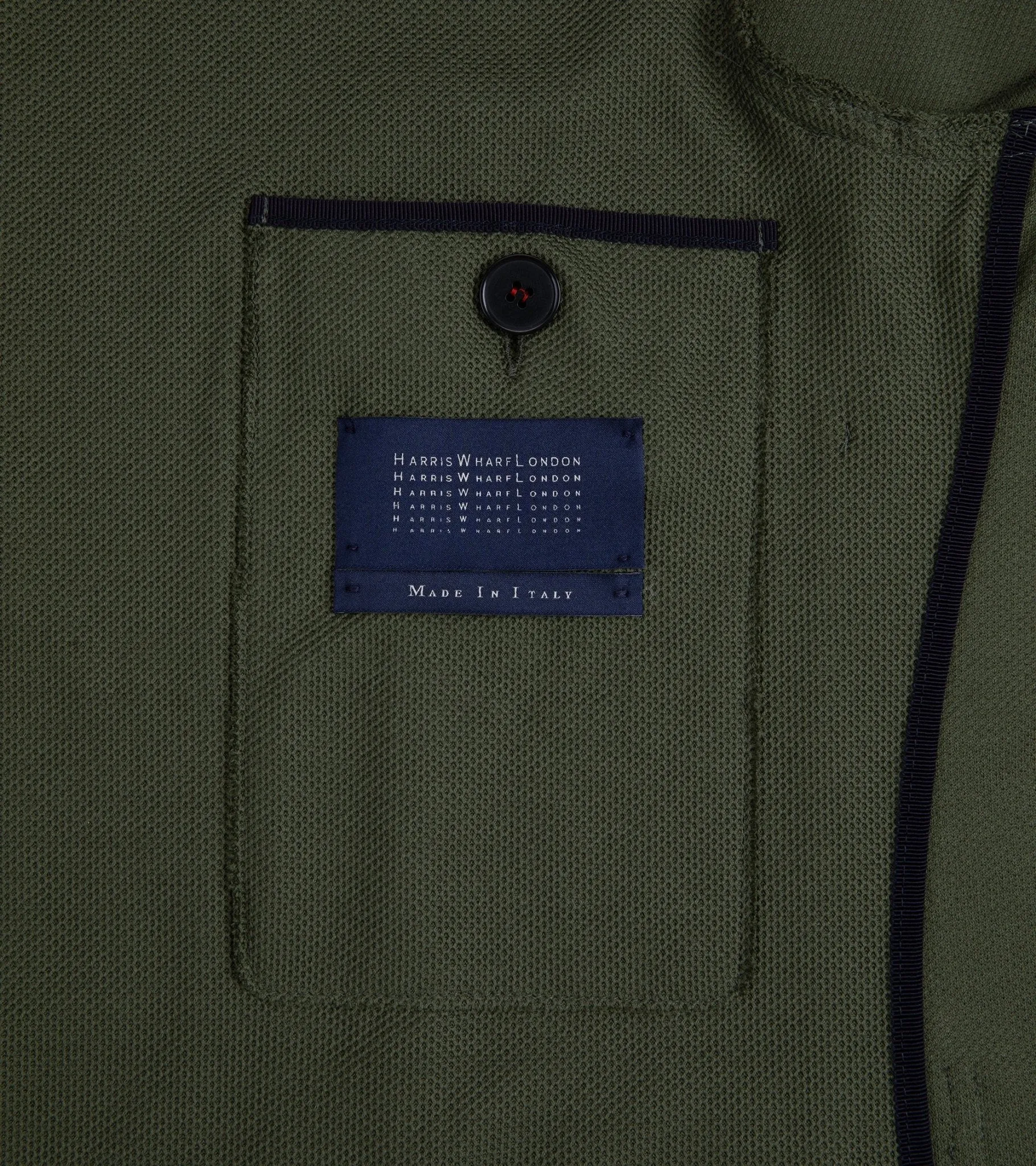 Harris Wharf Loro Piana Honeycomb Cotton Nehru Jacket: Moss Green