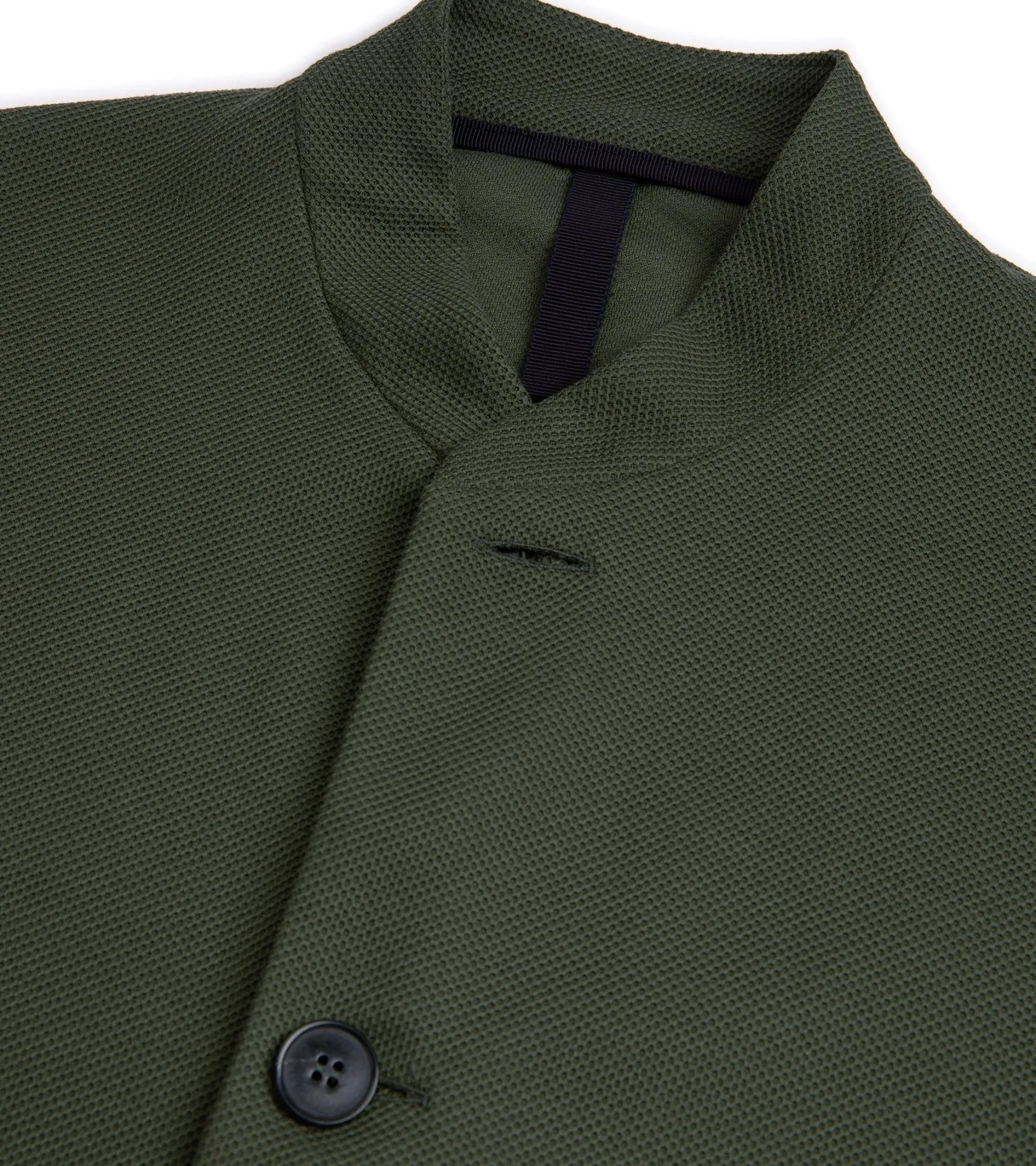 Harris Wharf Loro Piana Honeycomb Cotton Nehru Jacket: Moss Green