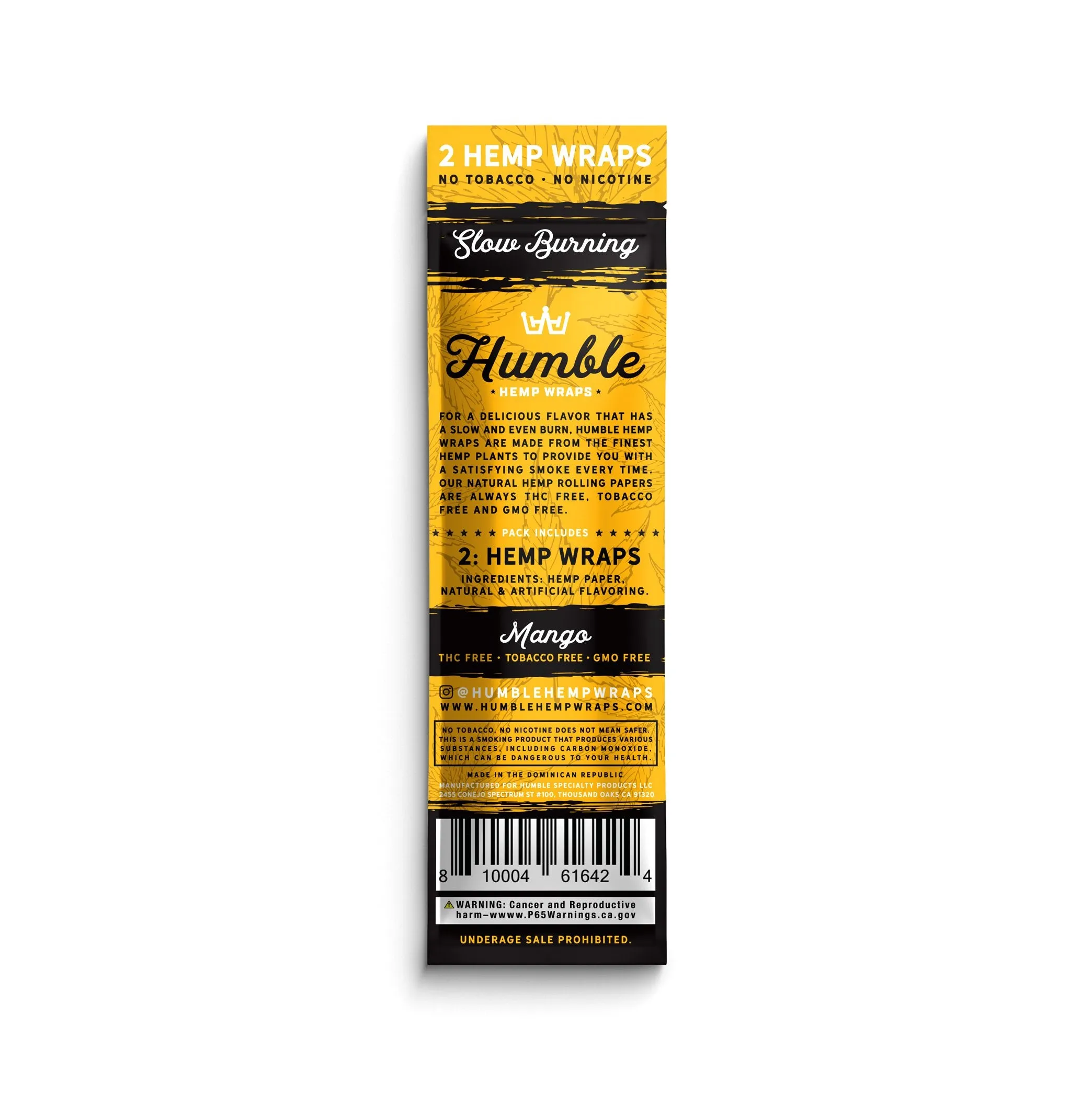 Humble Hemp Wraps - Mango Flavor - 25 Pack