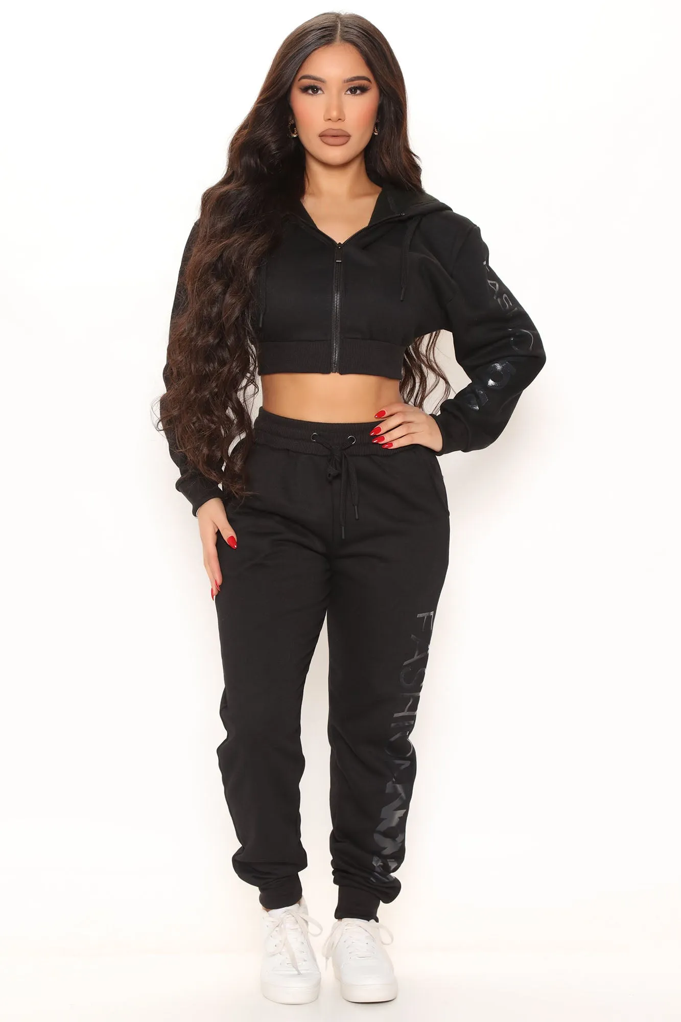 In My Fashion Nova Jogger Set - Black/White