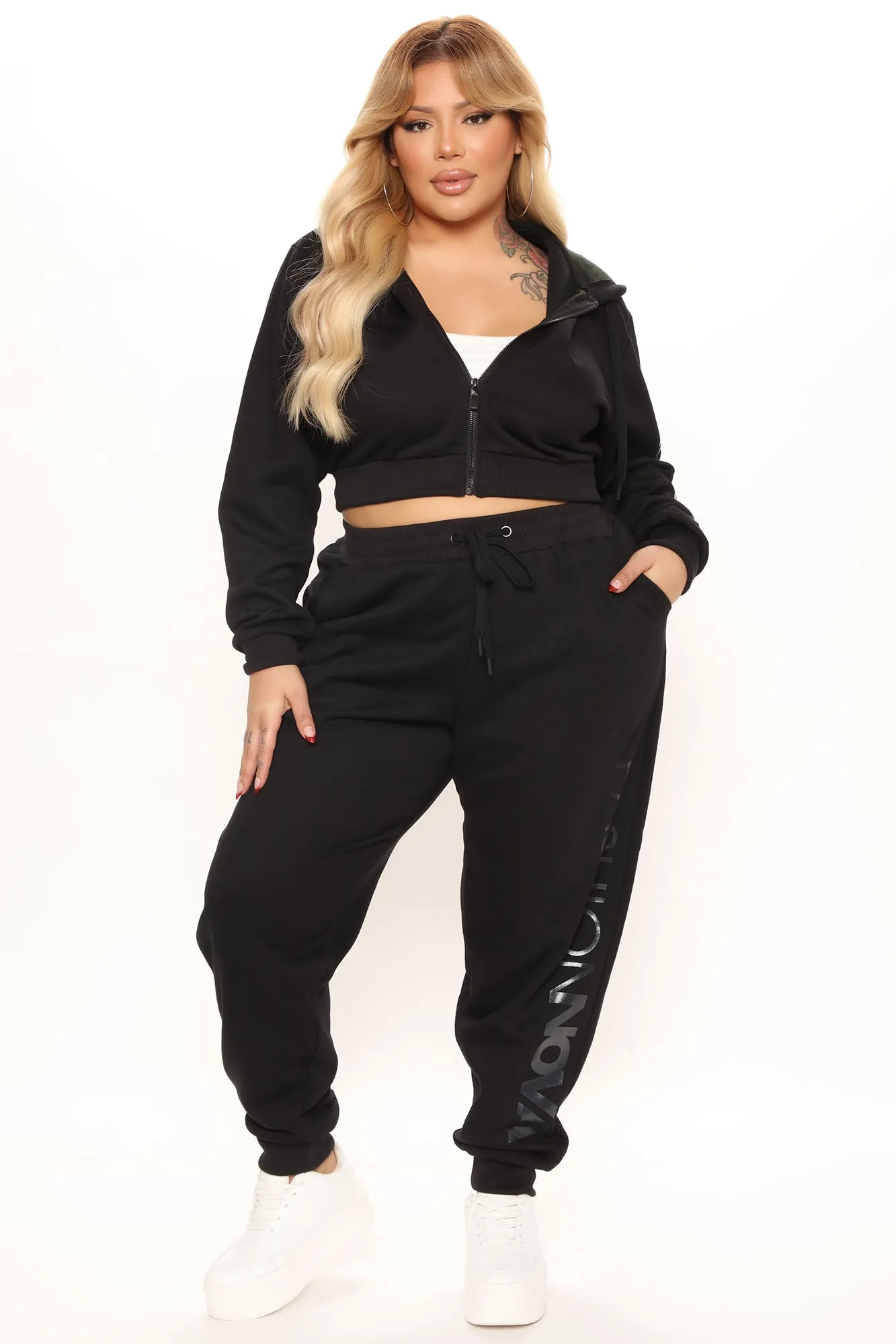 In My Fashion Nova Jogger Set - Black/White