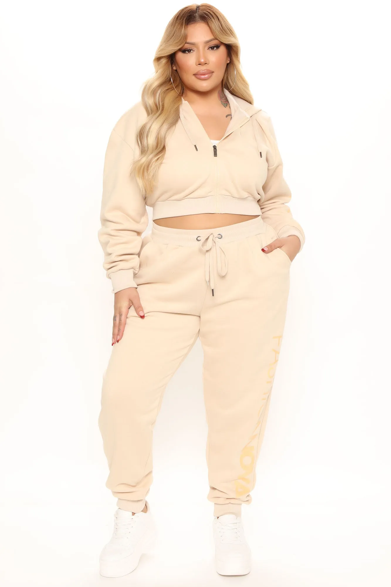 In My Fashion Nova Jogger Set - Cream