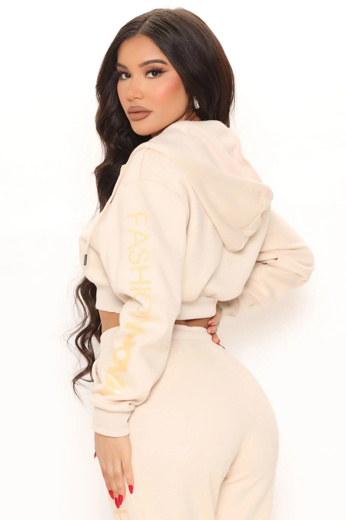 In My Fashion Nova Jogger Set - Cream