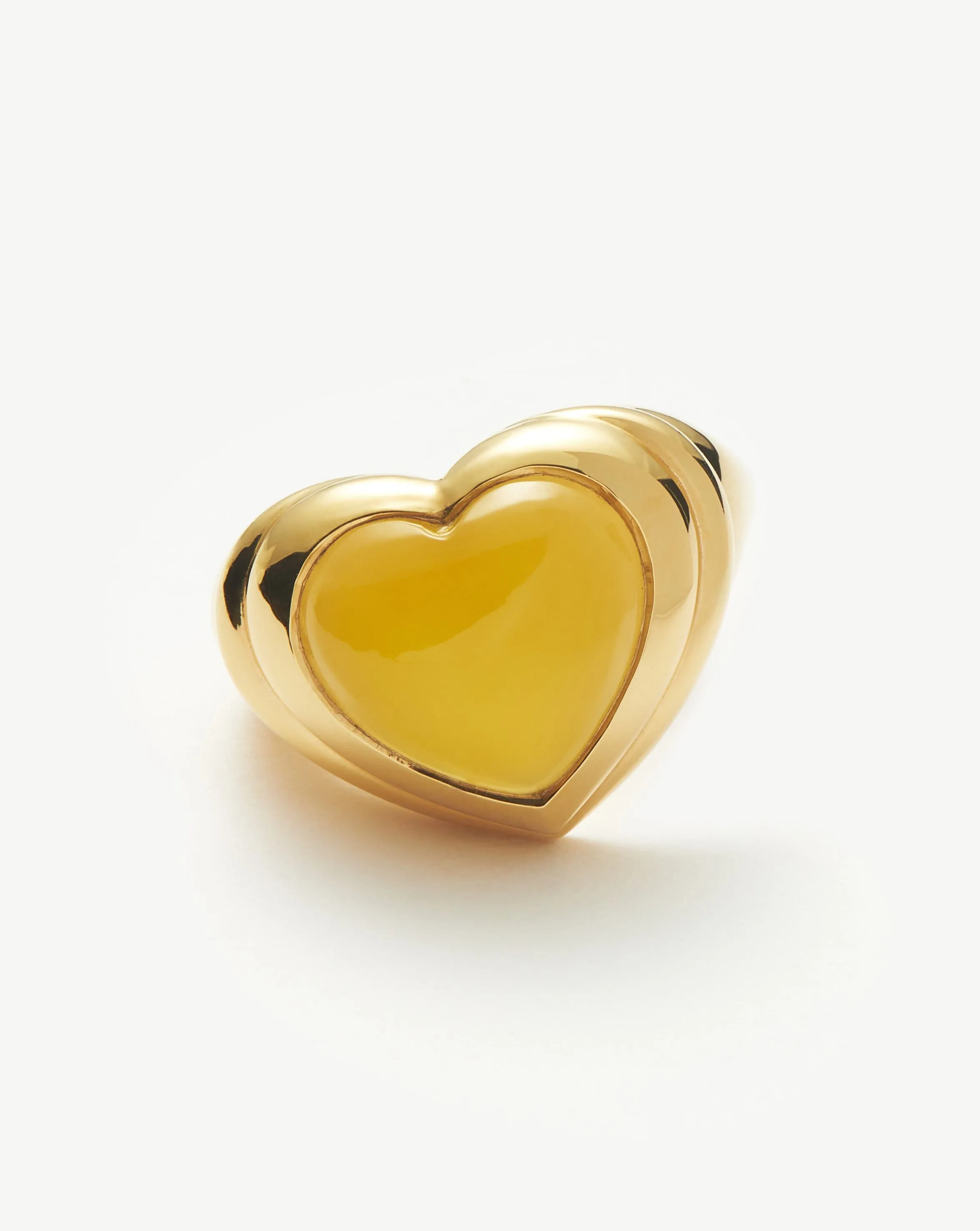 Jelly Heart Gemstone Ring | 18ct Gold Plated/Mango Chalcedony