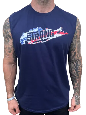 Long Island Strong American Flag Navy Tank