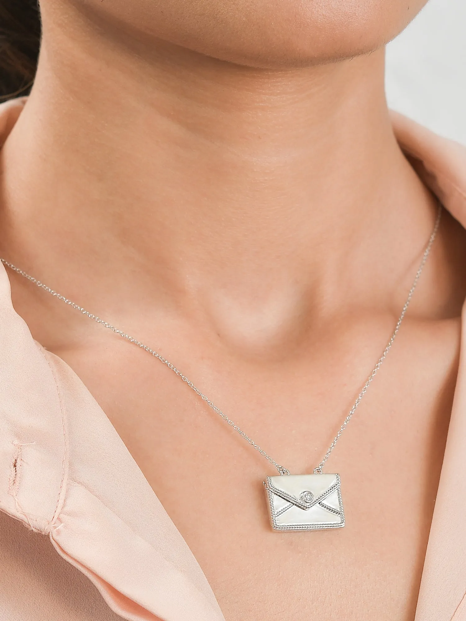 Love Letter Envelope Necklace in Pure 925 Sterling Silver