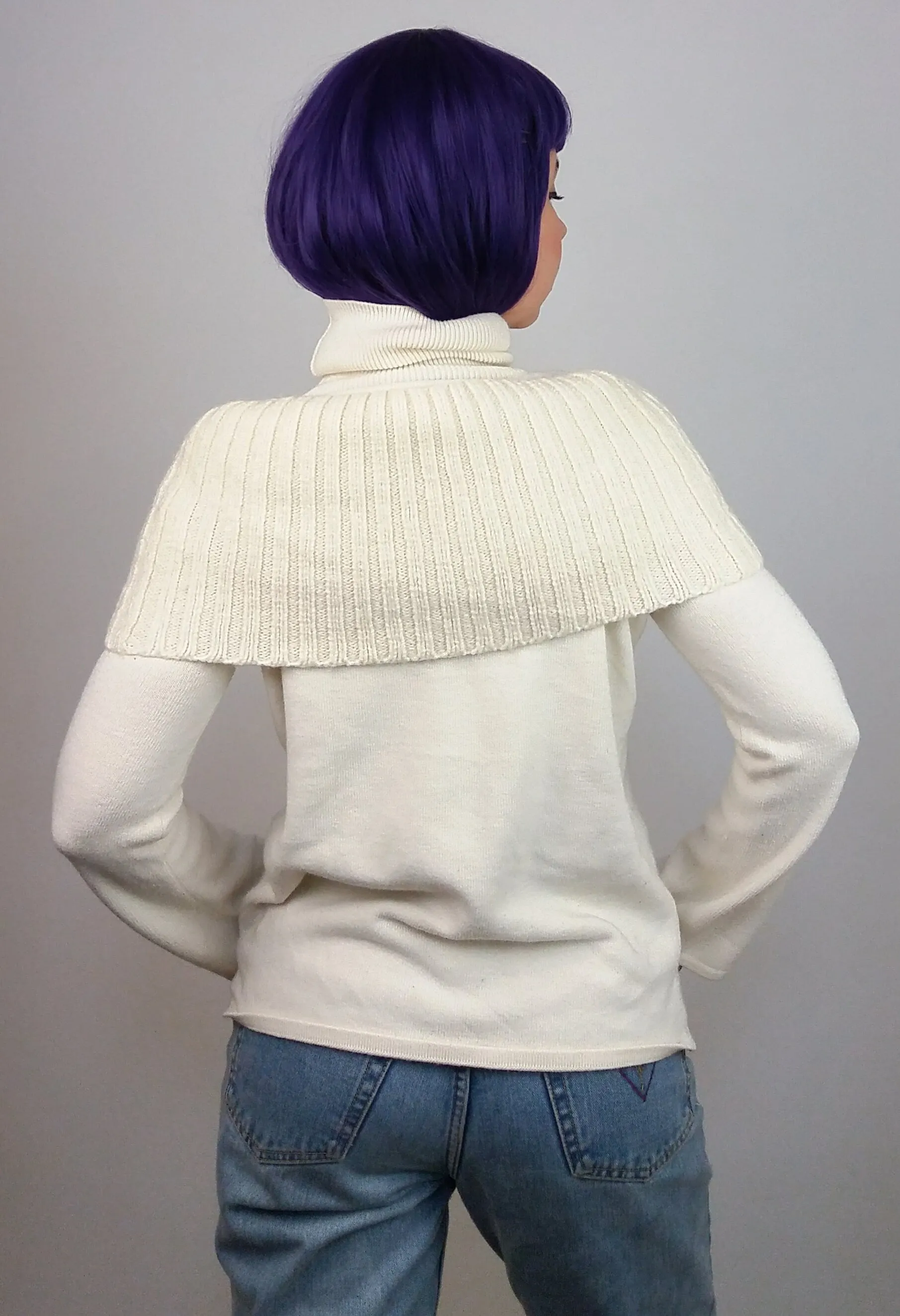 MANGO Y2K Faux Collar Turtleneck Sweater in White