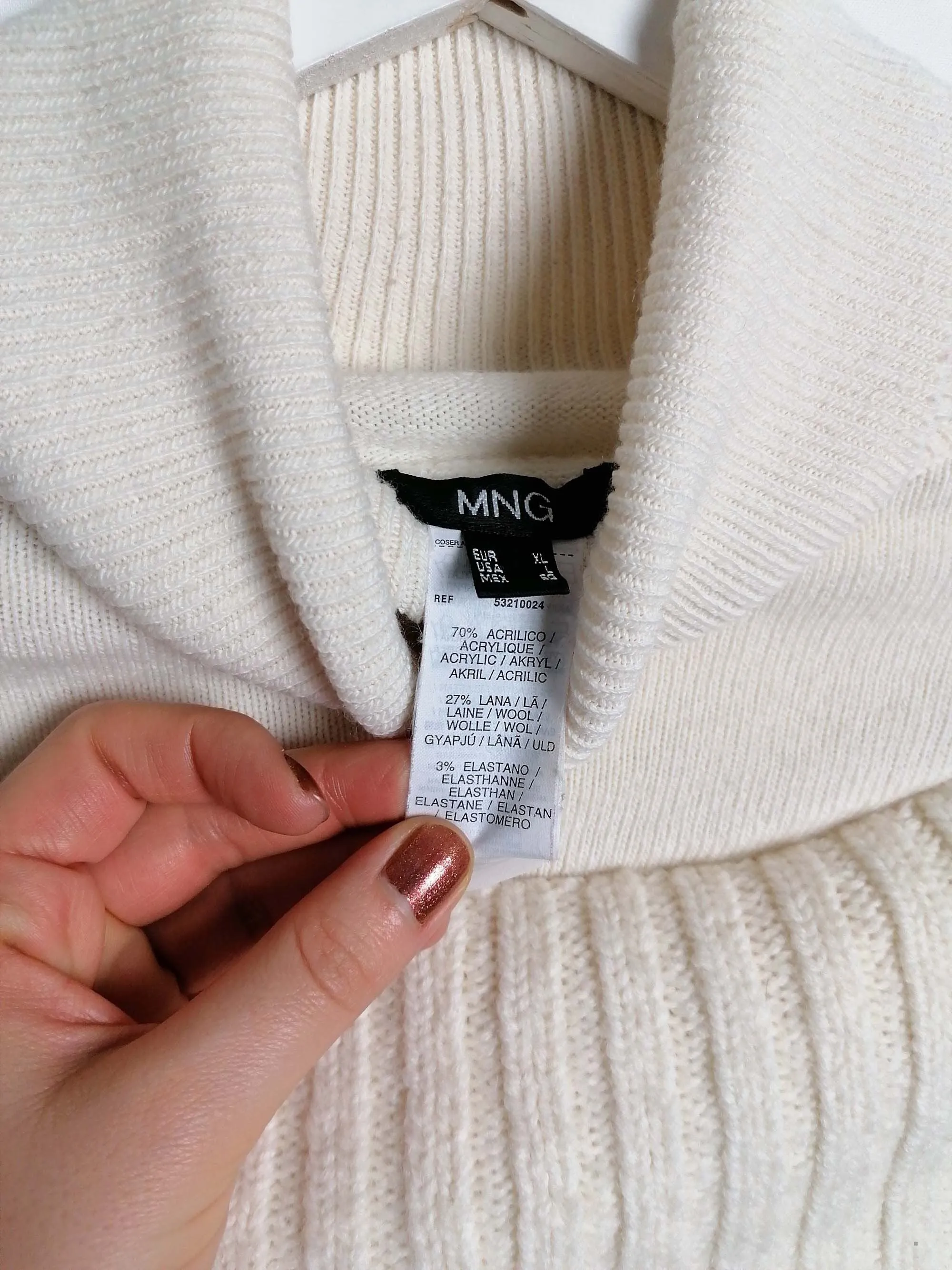 MANGO Y2K Faux Collar Turtleneck Sweater in White