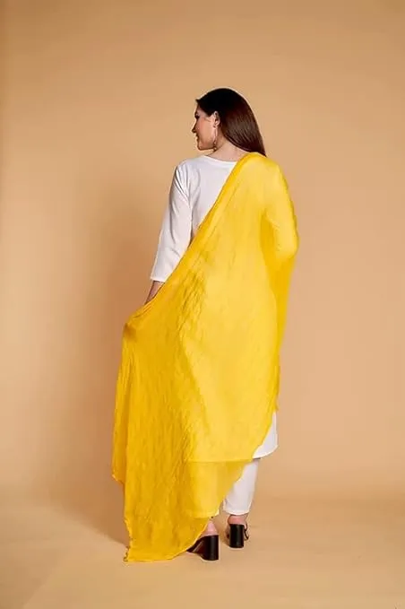 Mango Yellow Chiffon Solid Dupatta