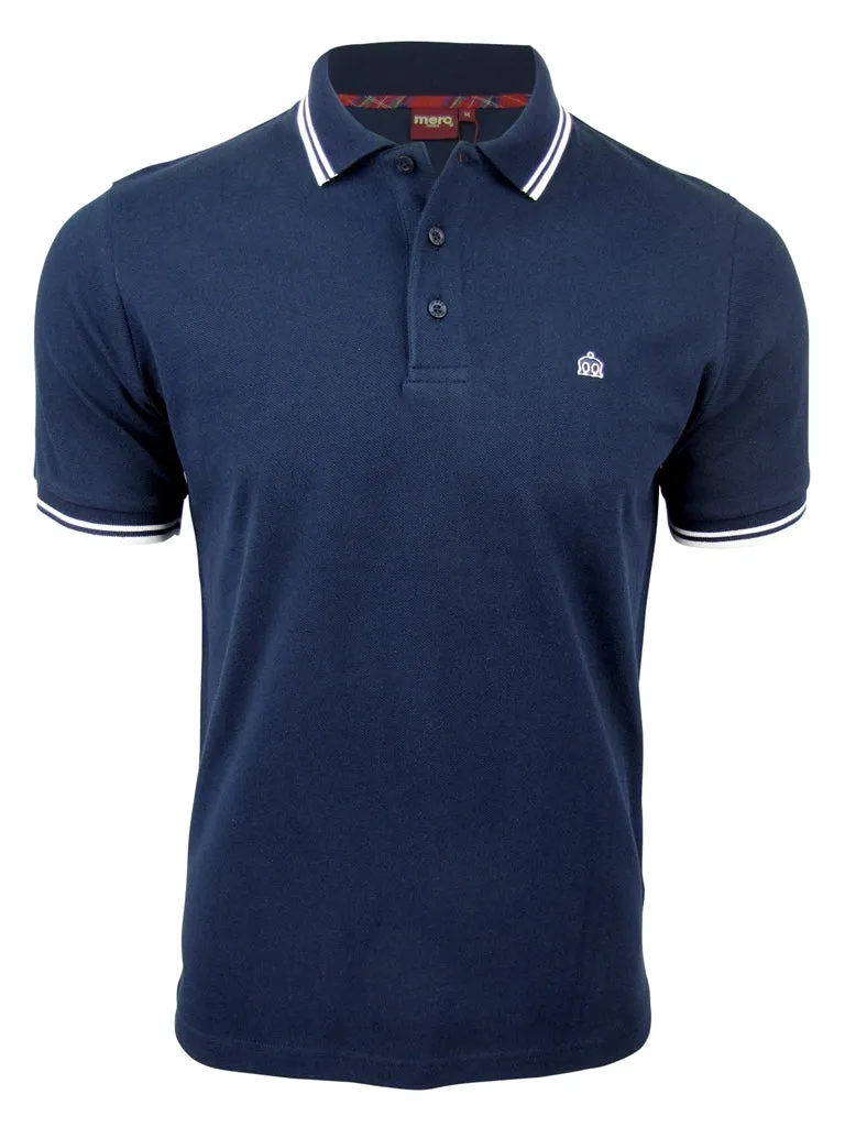 Mens Merc London 'Card' Pique Polo Shirt Mod Retro