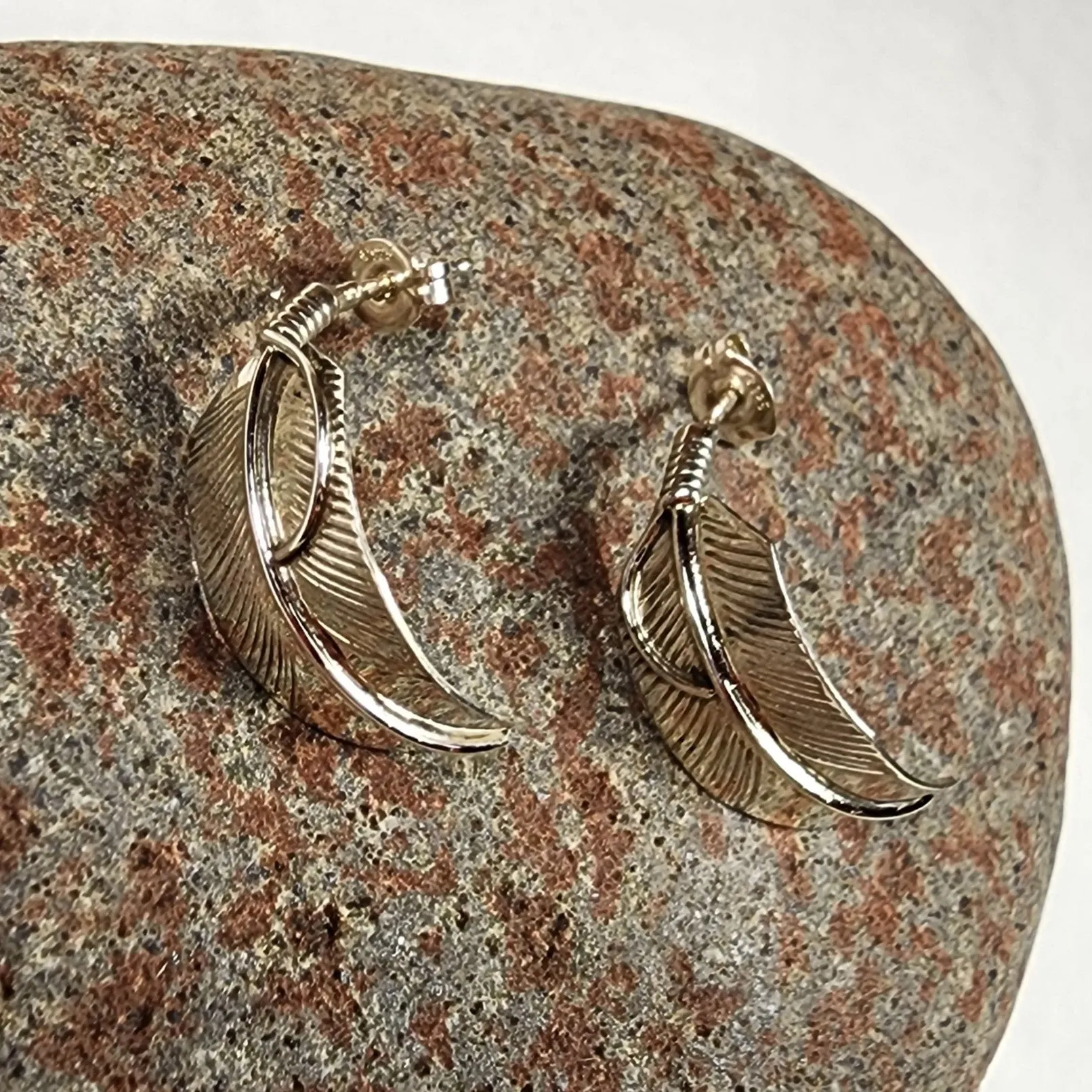 Navajo Eagle Feather Hoop Earrings