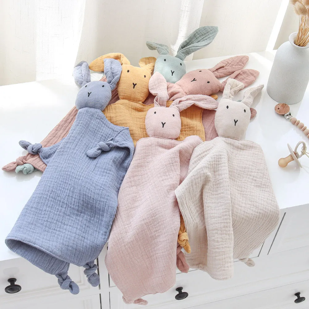 Newborn Baby Gauze Comforting Towel Baby Sleeping Doll Cotton Cute Rabbit Comforting Blanket