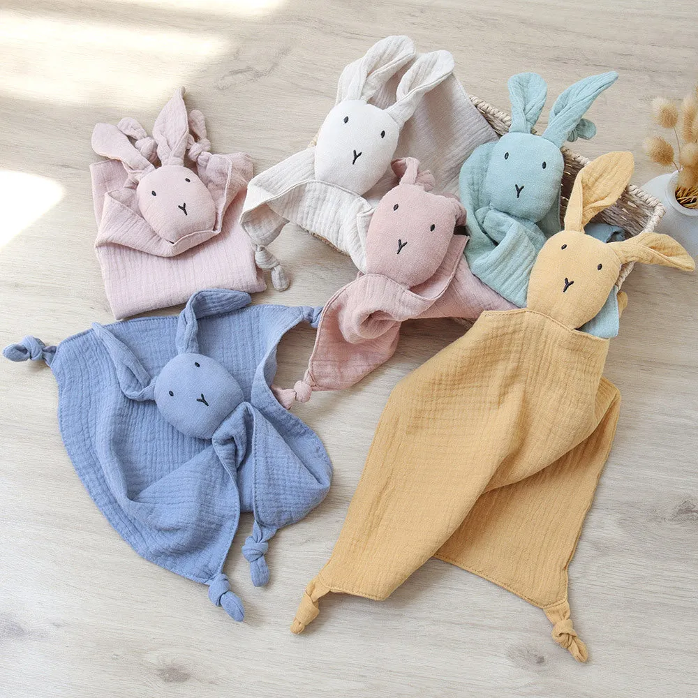 Newborn Baby Gauze Comforting Towel Baby Sleeping Doll Cotton Cute Rabbit Comforting Blanket