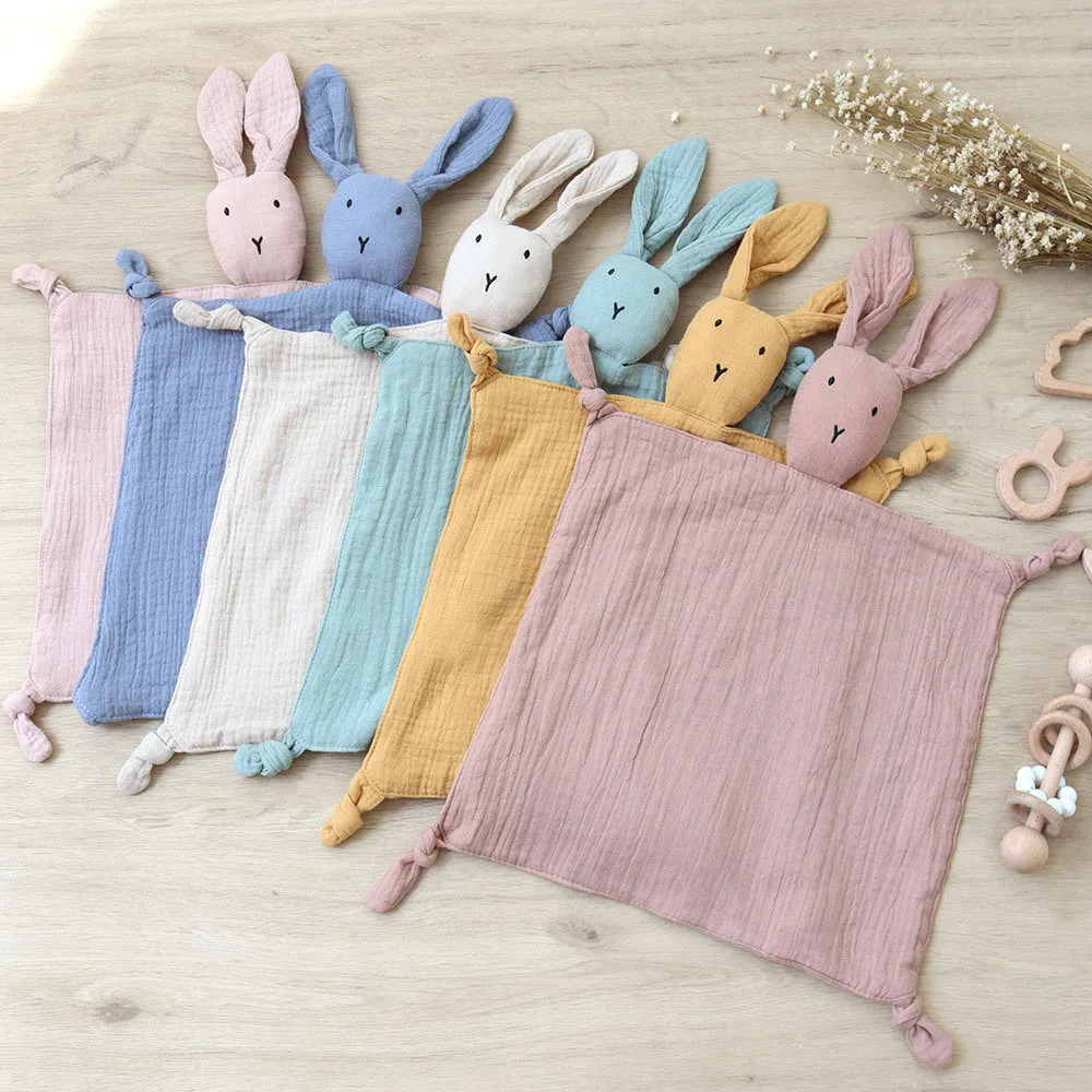 Newborn Baby Gauze Comforting Towel Baby Sleeping Doll Cotton Cute Rabbit Comforting Blanket