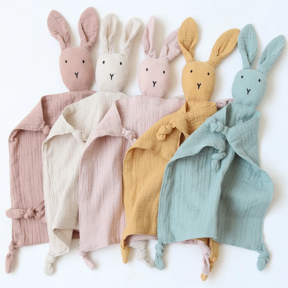 Newborn Baby Gauze Comforting Towel Baby Sleeping Doll Cotton Cute Rabbit Comforting Blanket