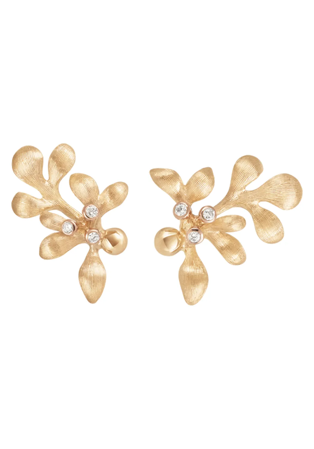 Ole Lynggaard 18KYG Leaf Cluster Diamond Earrings | Mini