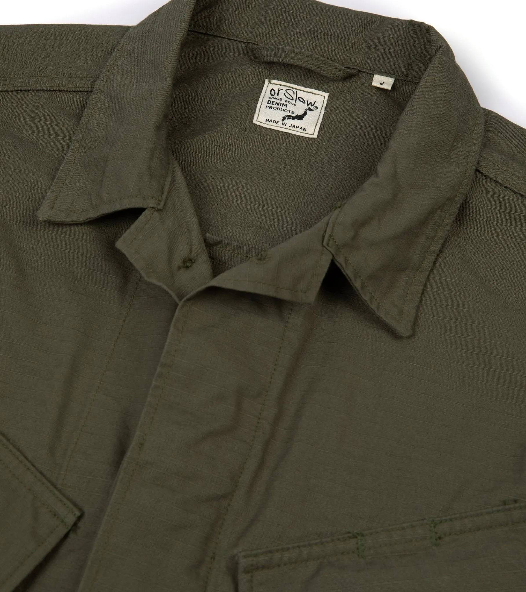 OrSlow Cotton Ripstop Tropical Jacket: Army Green