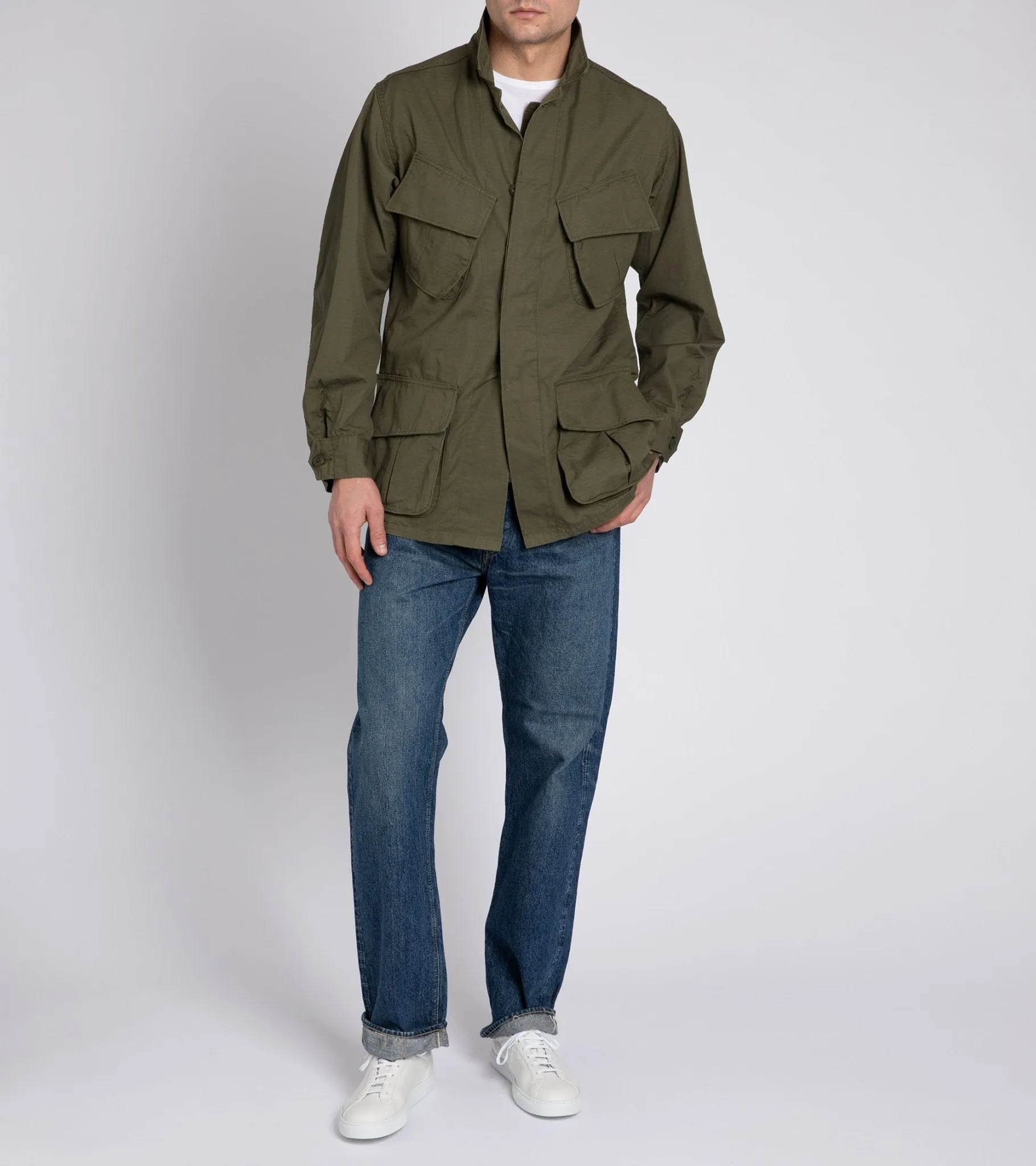 OrSlow Cotton Ripstop Tropical Jacket: Army Green