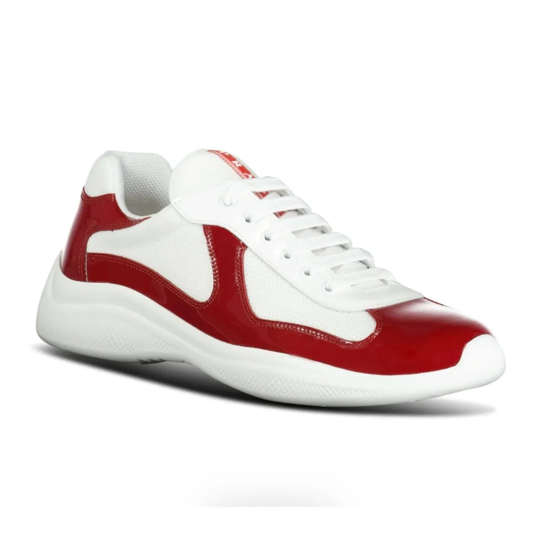 PRADA AMERICAS CUP MESH TRAINERS PATENT RED