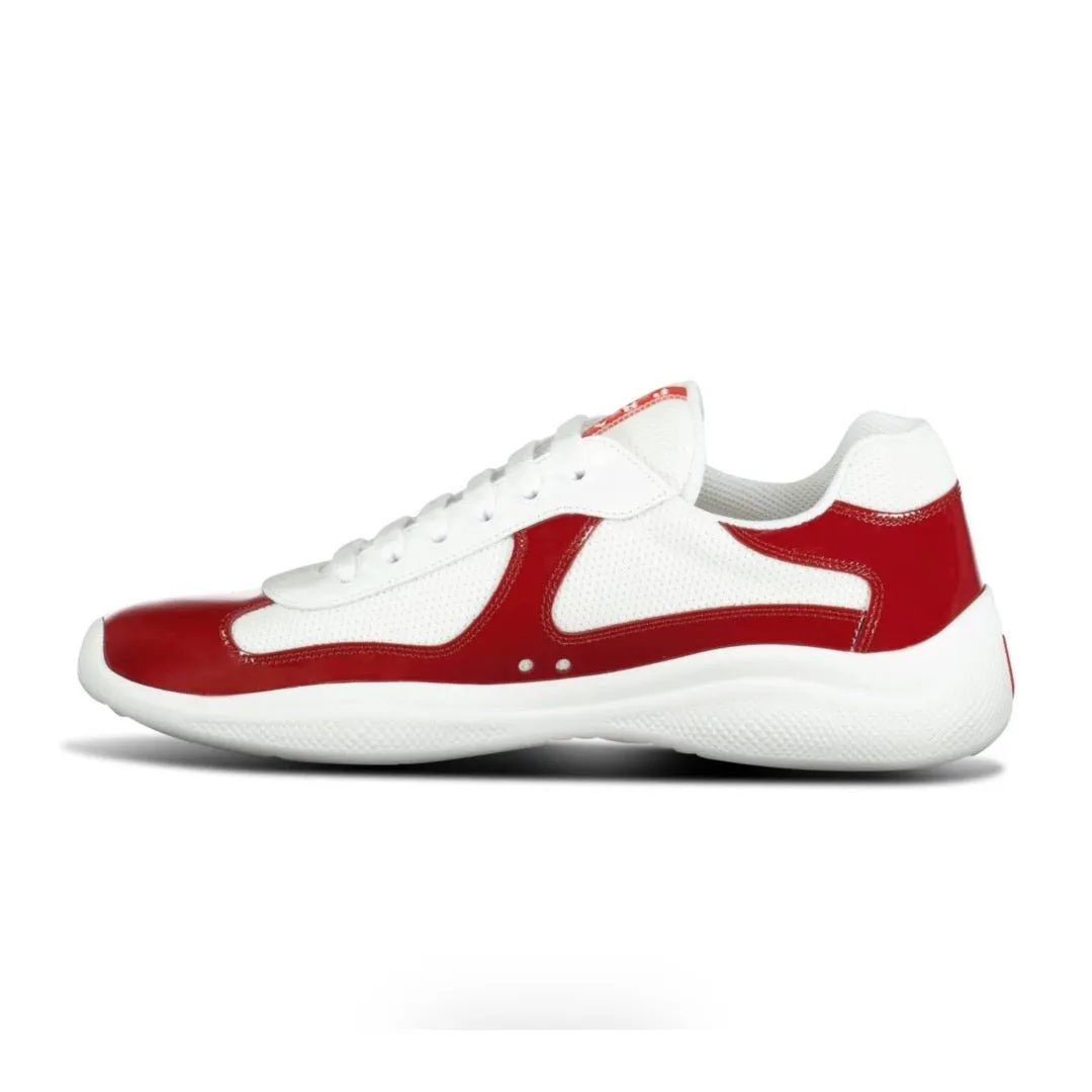 PRADA AMERICAS CUP MESH TRAINERS PATENT RED