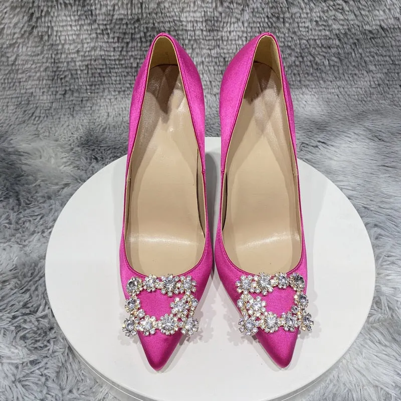 Rose Pink Satin High Heel