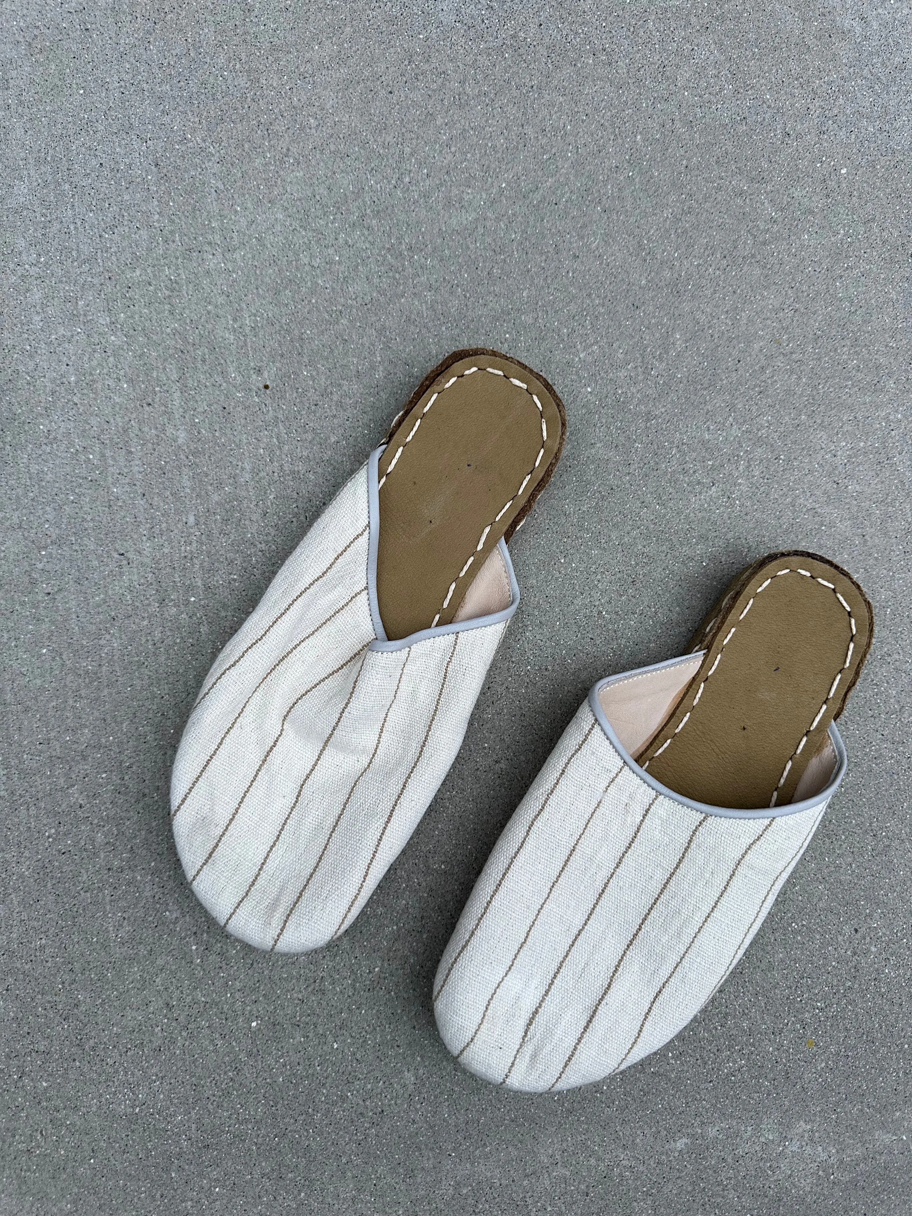 Sample - Turkish Cotton Slip-On Mules - Pinstripe