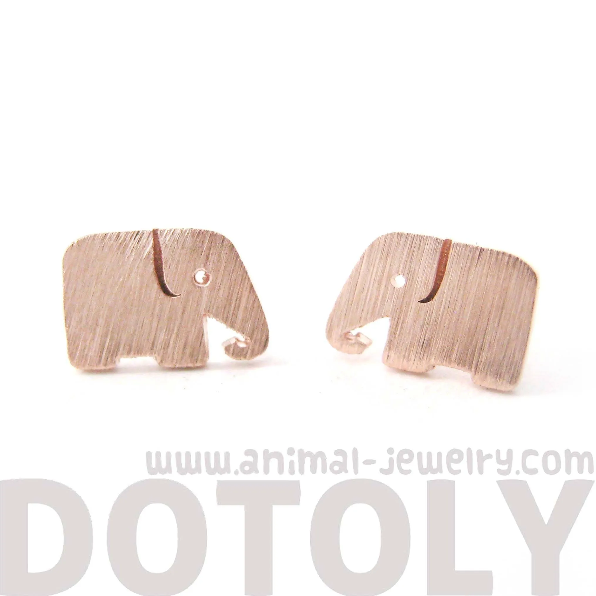 Simple Elephant Shaped Silhouette Stud Earrings in Rose Gold | Allergy Free