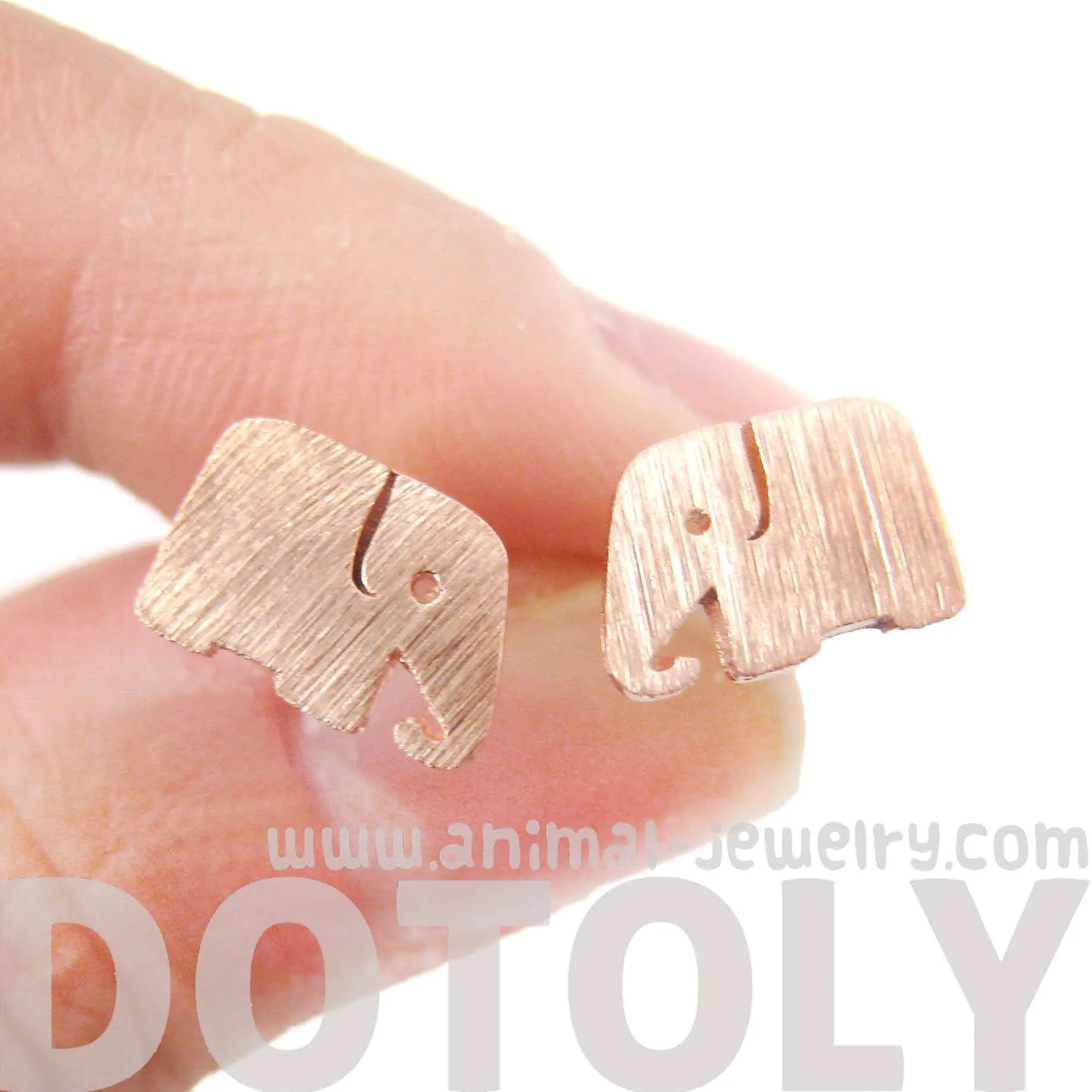 Simple Elephant Shaped Silhouette Stud Earrings in Rose Gold | Allergy Free