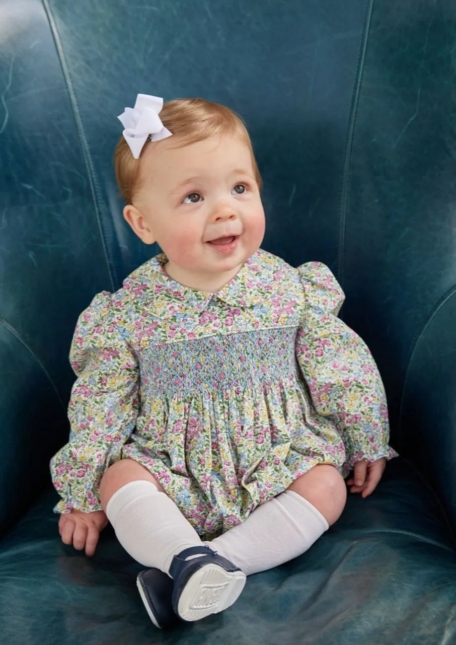 Smocked Charlotte Bubble - Green Gables Floral