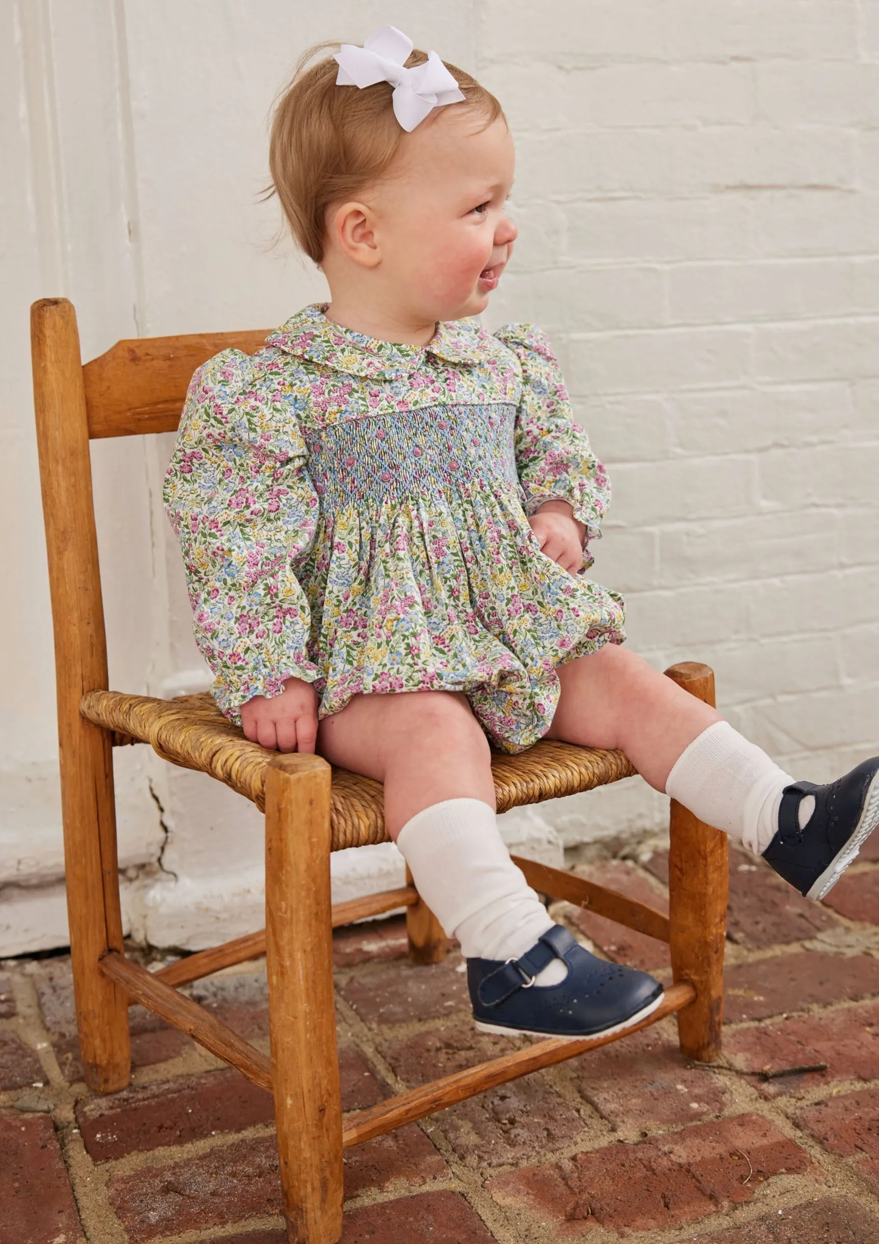 Smocked Charlotte Bubble - Green Gables Floral