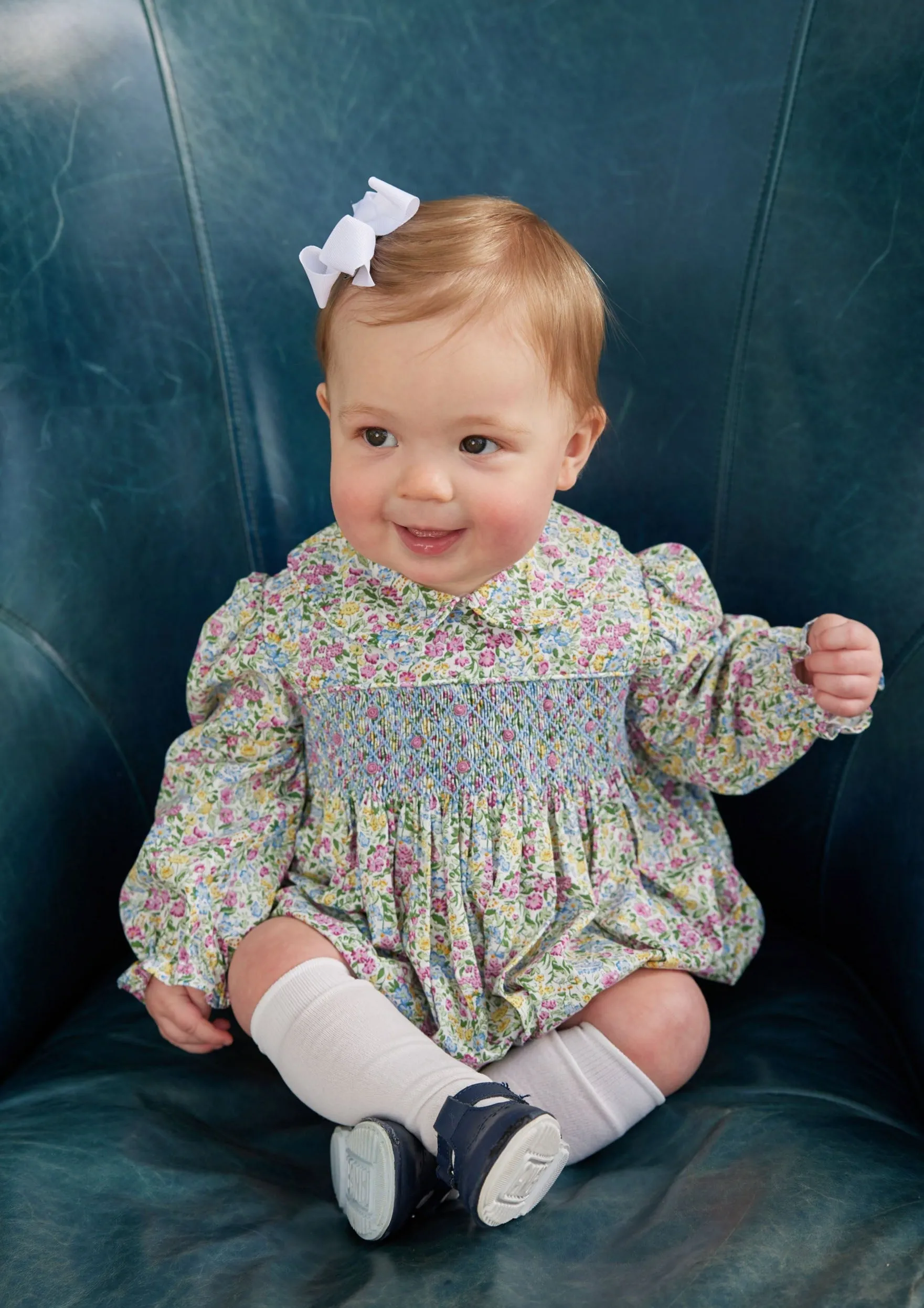 Smocked Charlotte Bubble - Green Gables Floral