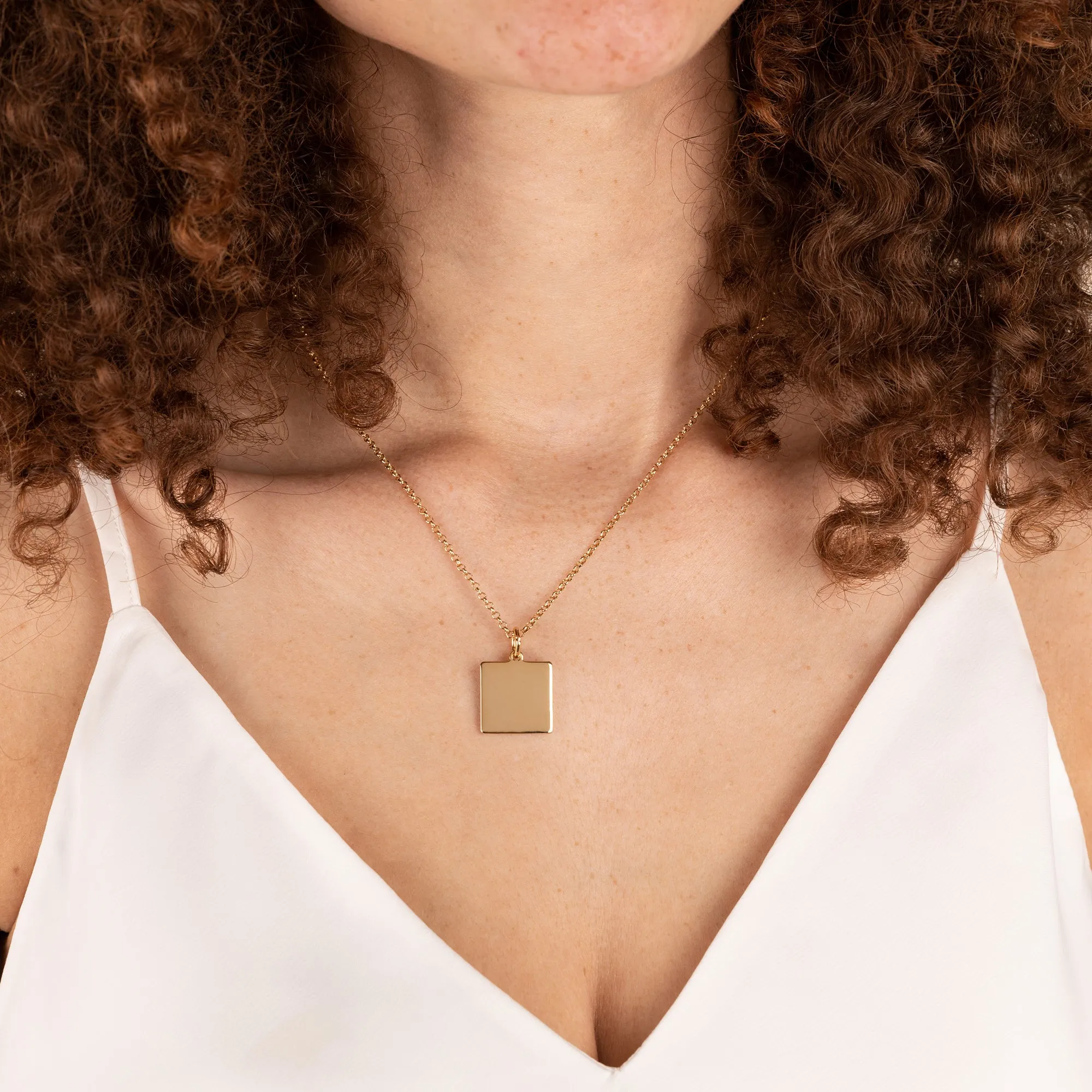 Square Charm Necklace, 21''