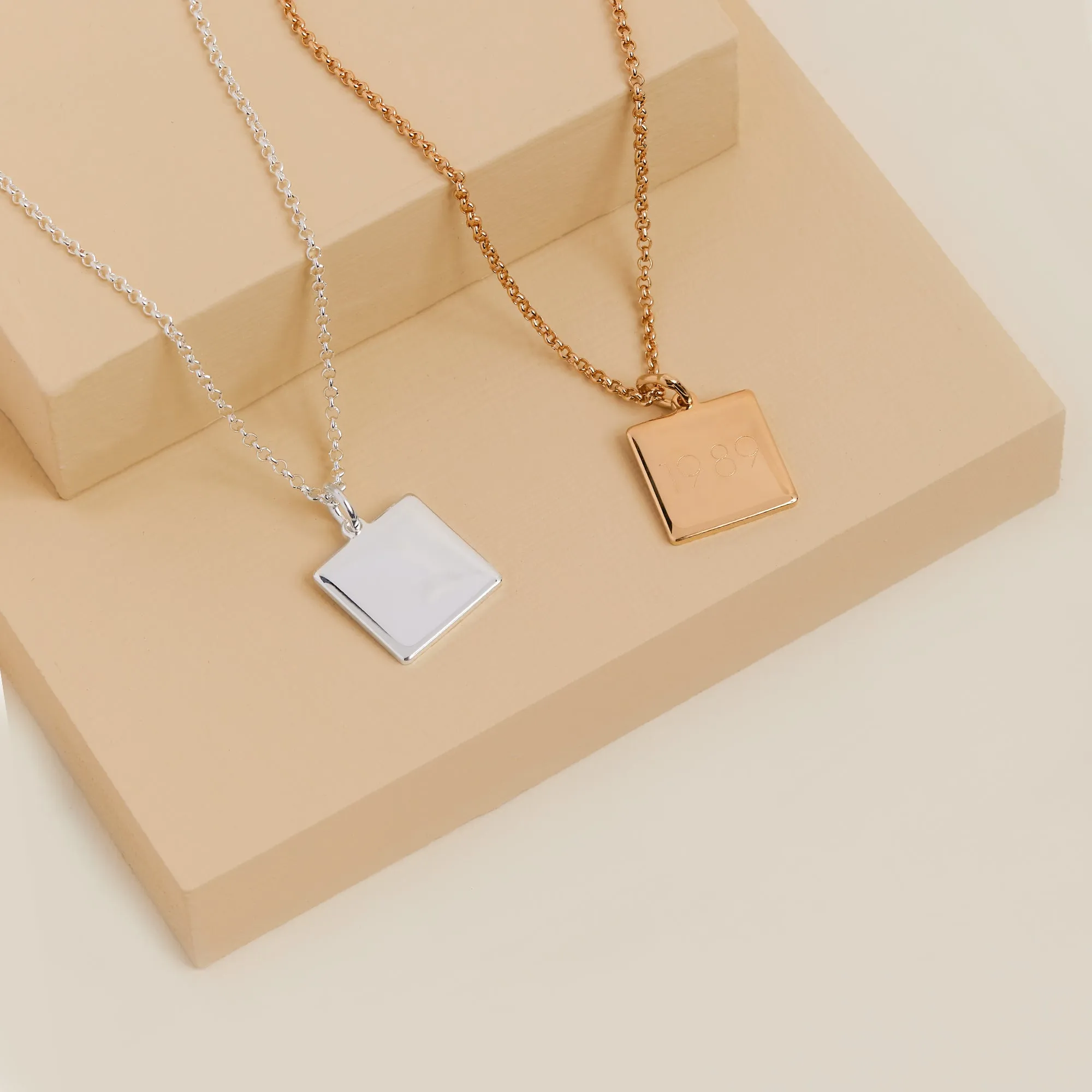 Square Charm Necklace, 21''