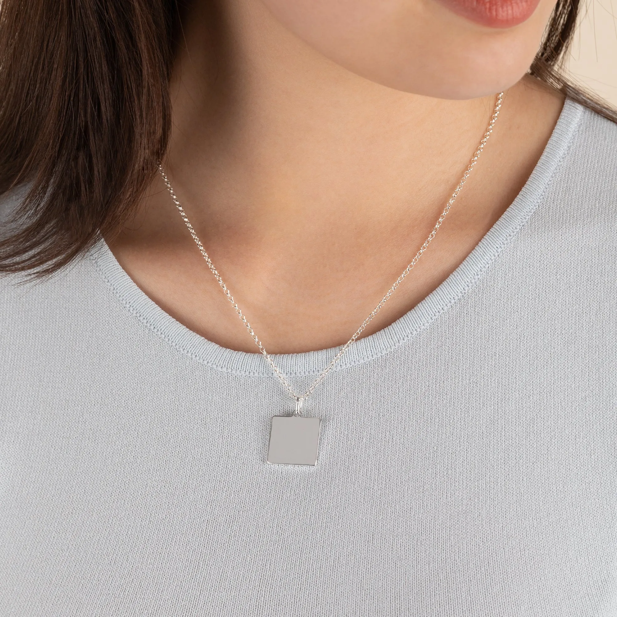 Square Charm Necklace, 21''