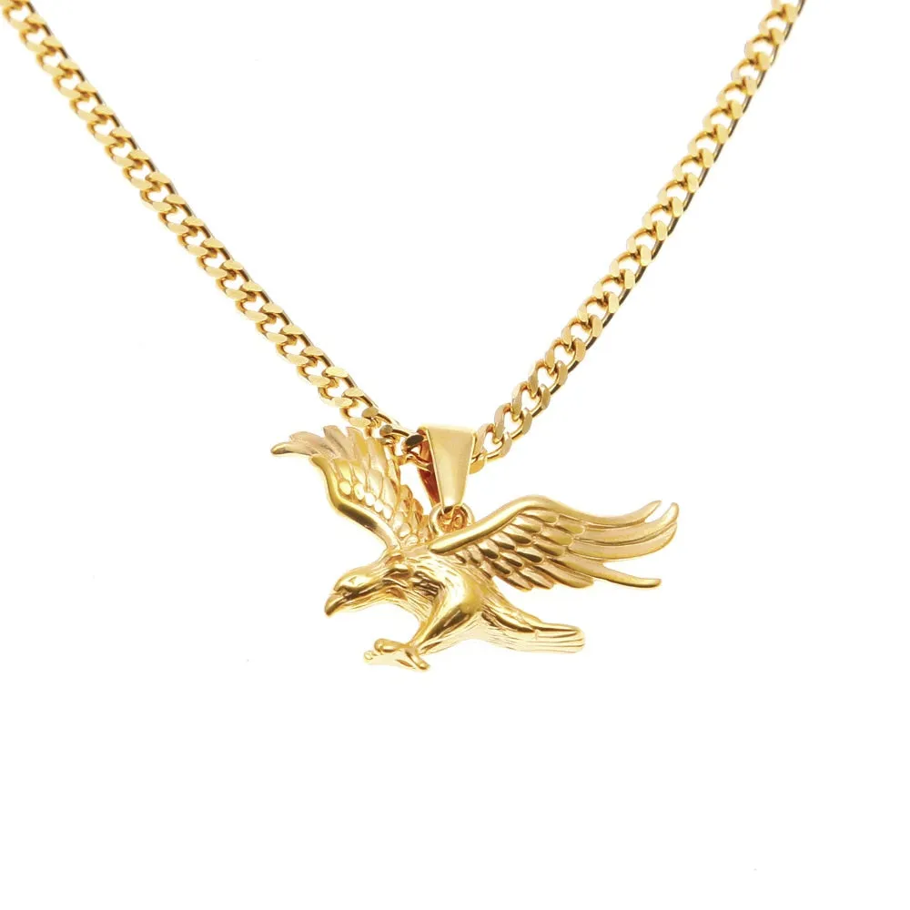 Stainless Steel Flying Eagle Pendant Necklace