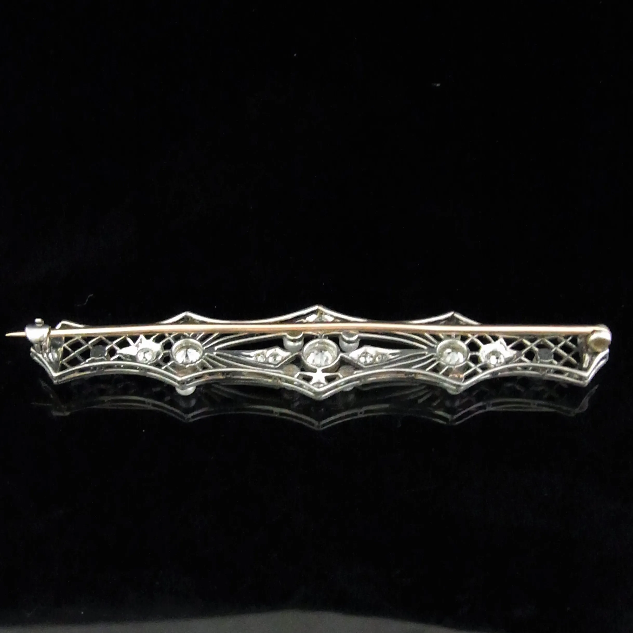 The Amarillo - Edwardian Diamond Pearl Platinum Gold Brooch