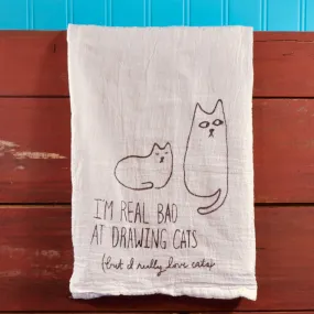 The Can't Draw Cats Tea Towel