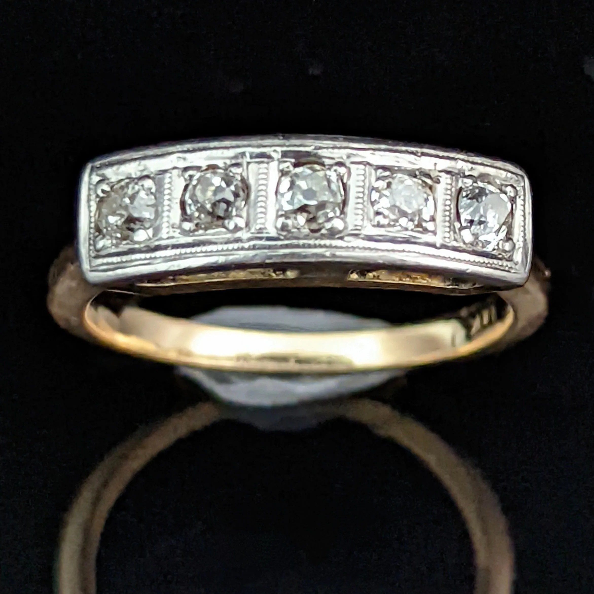 The Paestum - Art Deco Old European Cut Diamond 14k Gold Band