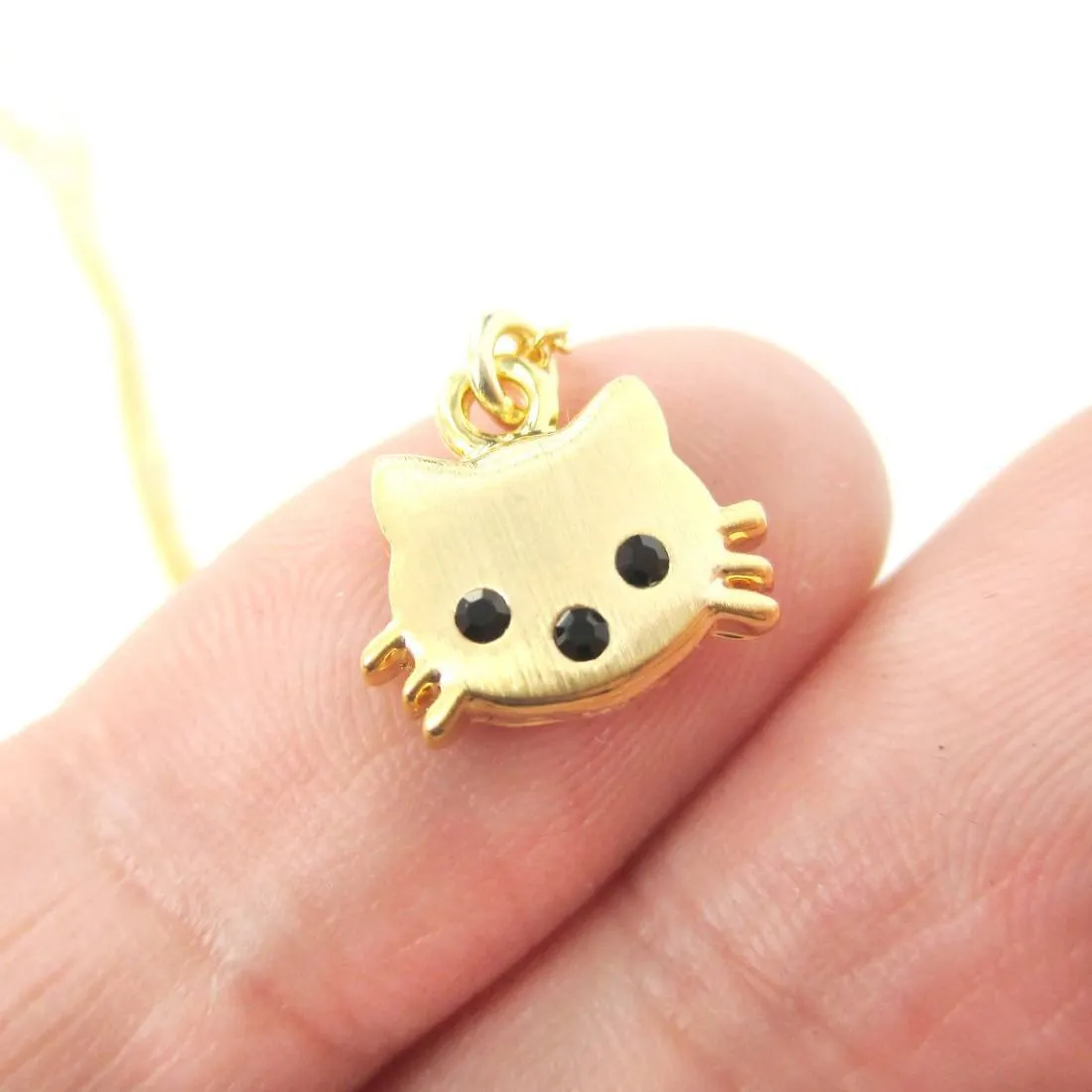 Tiny Kitty Cat Shaped Animal Charm Necklace in Gold | Animal Jewelry