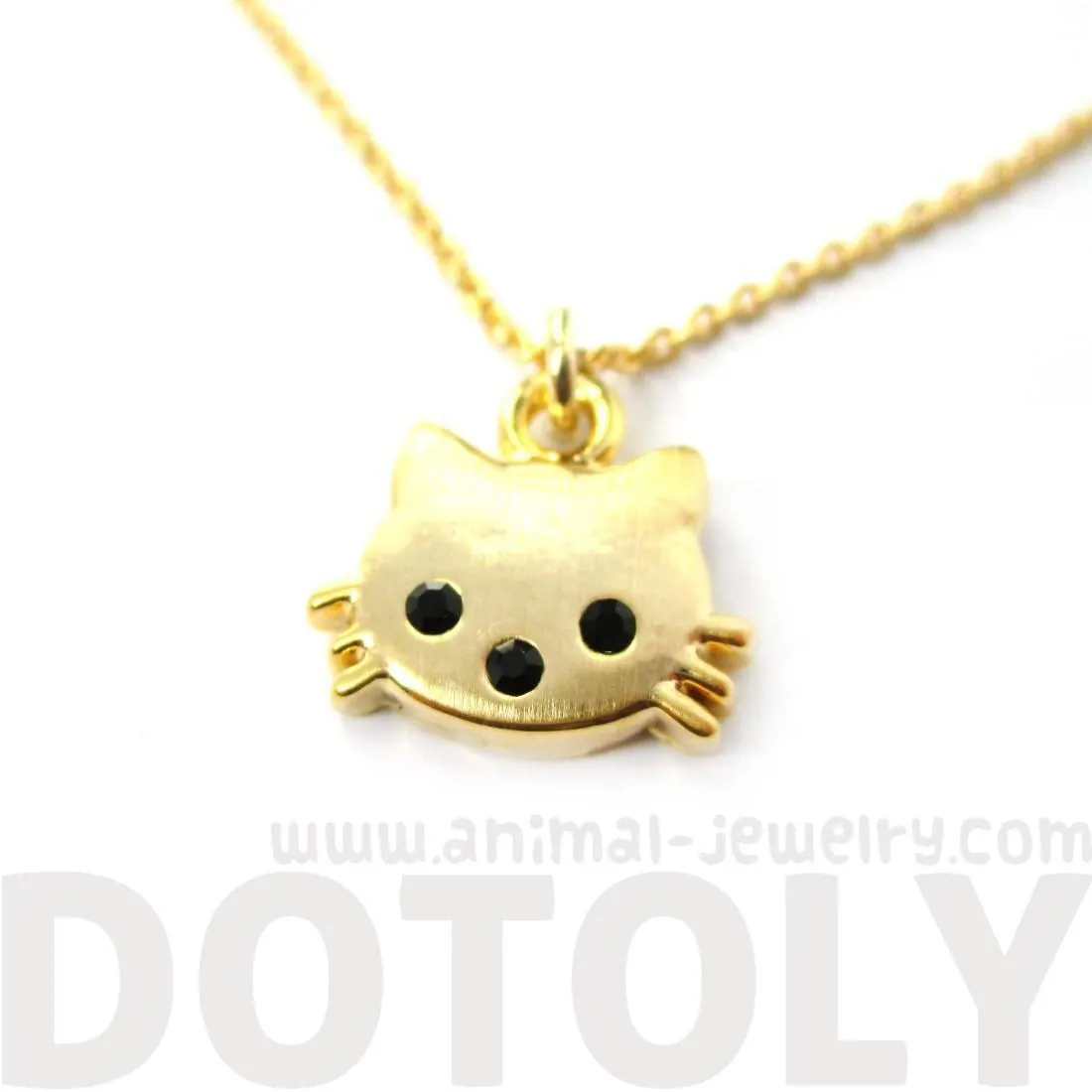 Tiny Kitty Cat Shaped Animal Charm Necklace in Gold | Animal Jewelry