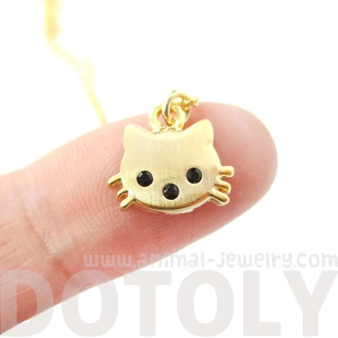 Tiny Kitty Cat Shaped Animal Charm Necklace in Gold | Animal Jewelry