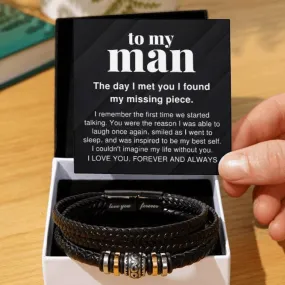 To My Man I Couldn't Imagine My Life Without You Braided Vegan Leather Men Bracelet