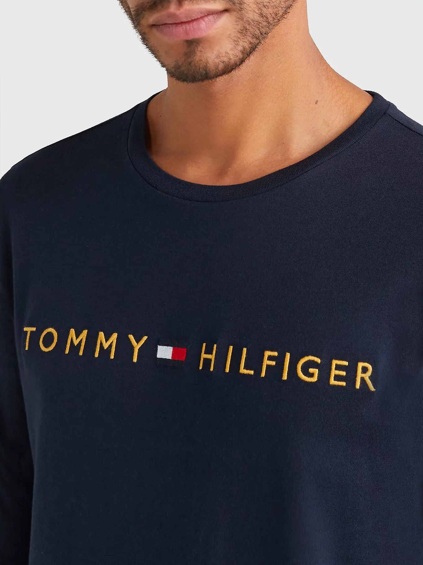 Tommy Hilfiger 'Gold Logo' Long Sleeve Lounge T-Shirt