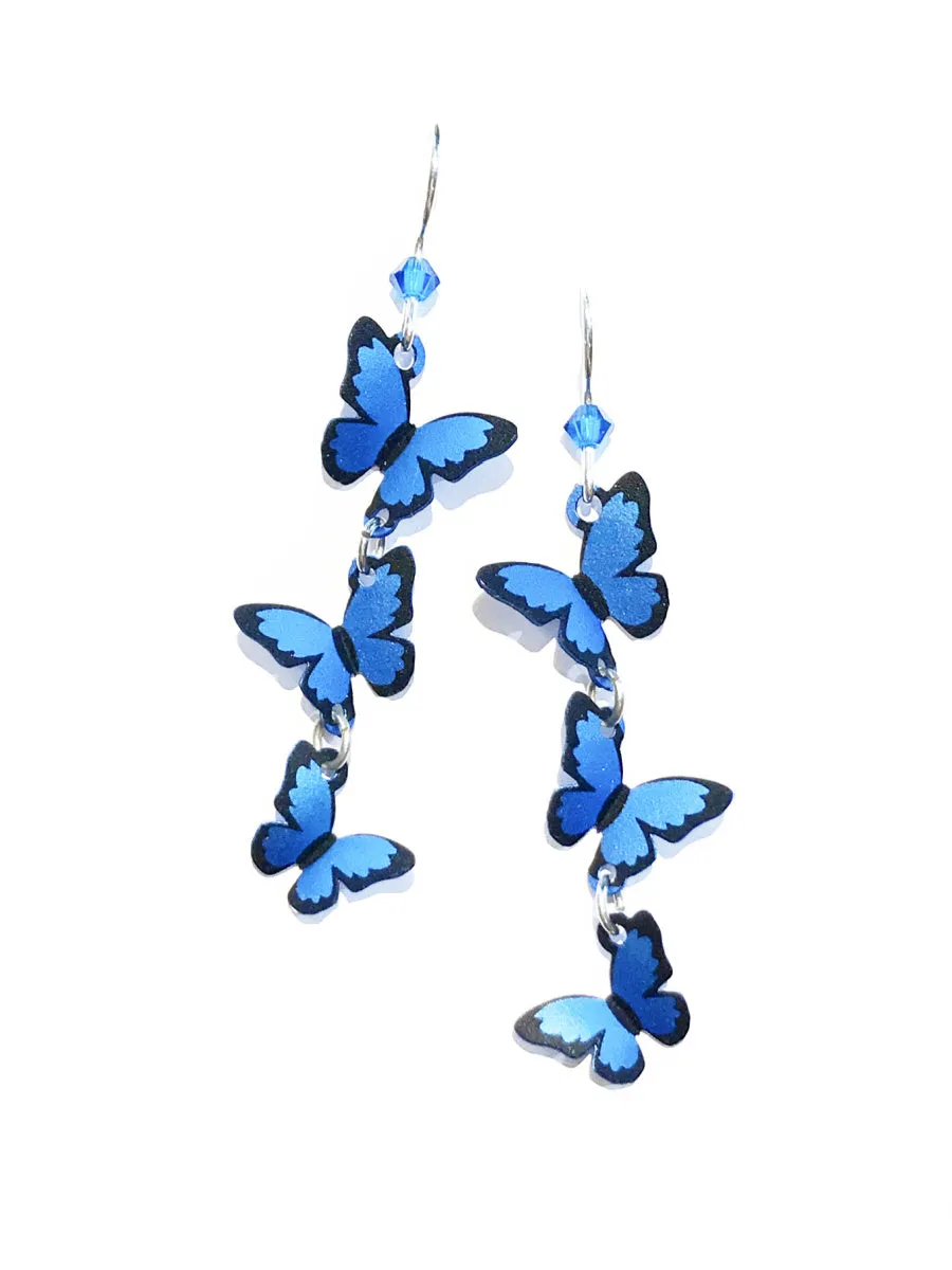 Triple Blue Butterfly Dangles by Sienna Sky