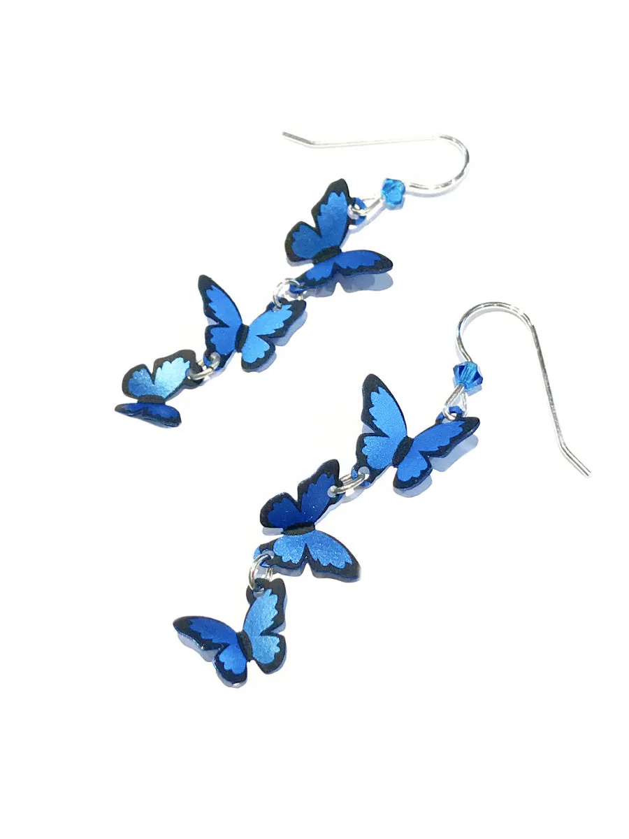 Triple Blue Butterfly Dangles by Sienna Sky