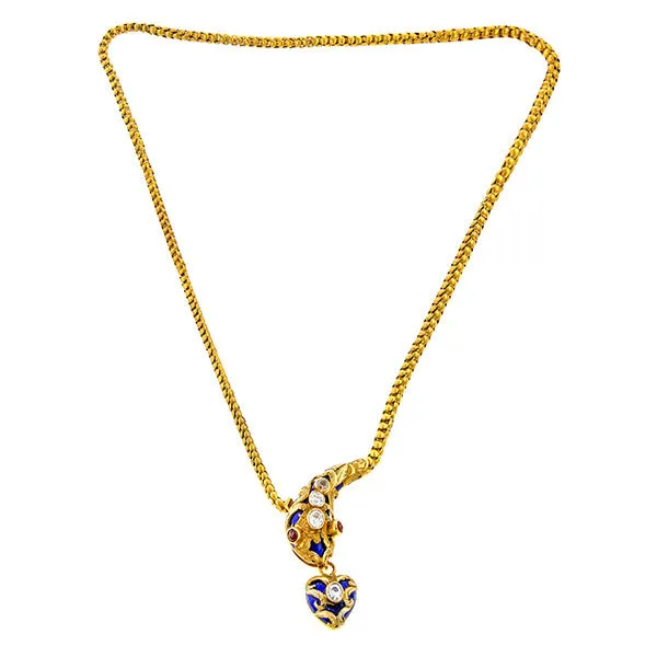 Victorian Diamond & Enamel Snake Necklace